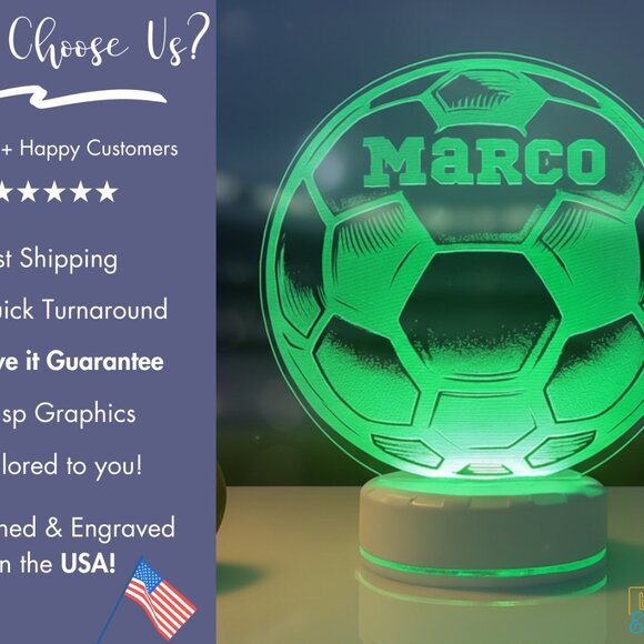 Soccer Night Light – Personalized LED Lamp for Boys & Players - Picture 4 of 8